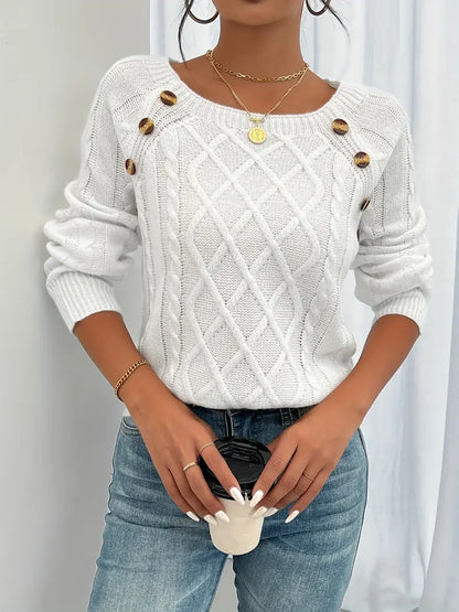 Elly - Strikket Knap Sweater