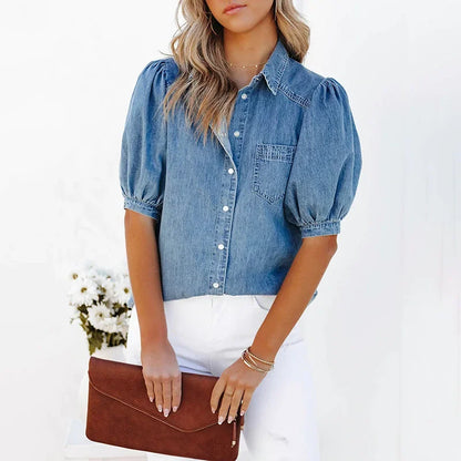 Sofia | Elegant Bluse i Denim